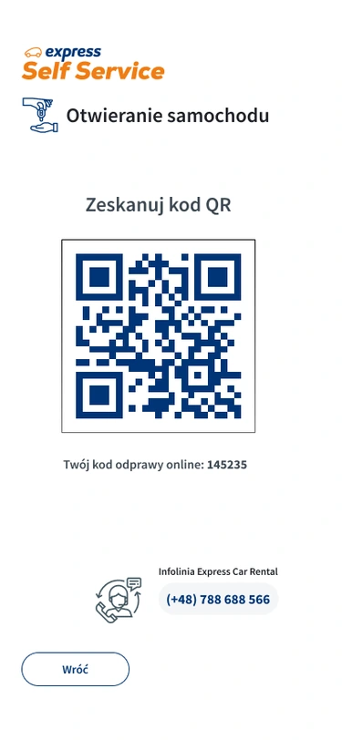 Otwieranie pojazdu — skanowanie kodu QR z szyby auta